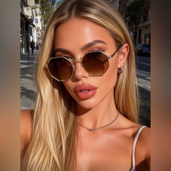NWT Geometric Gold Frame Sunglasses main image 6